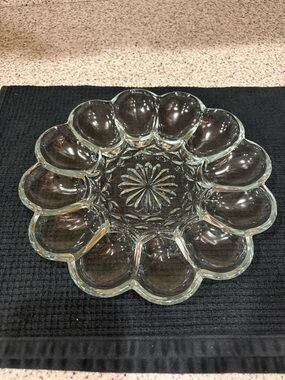 Anchor Hocking Clear Glass Deviled Egg or Relish Serving Platter